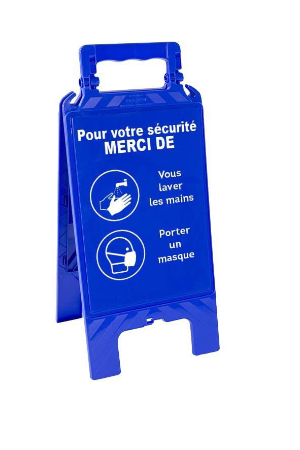 CHEVALET SIGNALISATION LAVAGE DES MAINS ET MASQUE 600x275mm